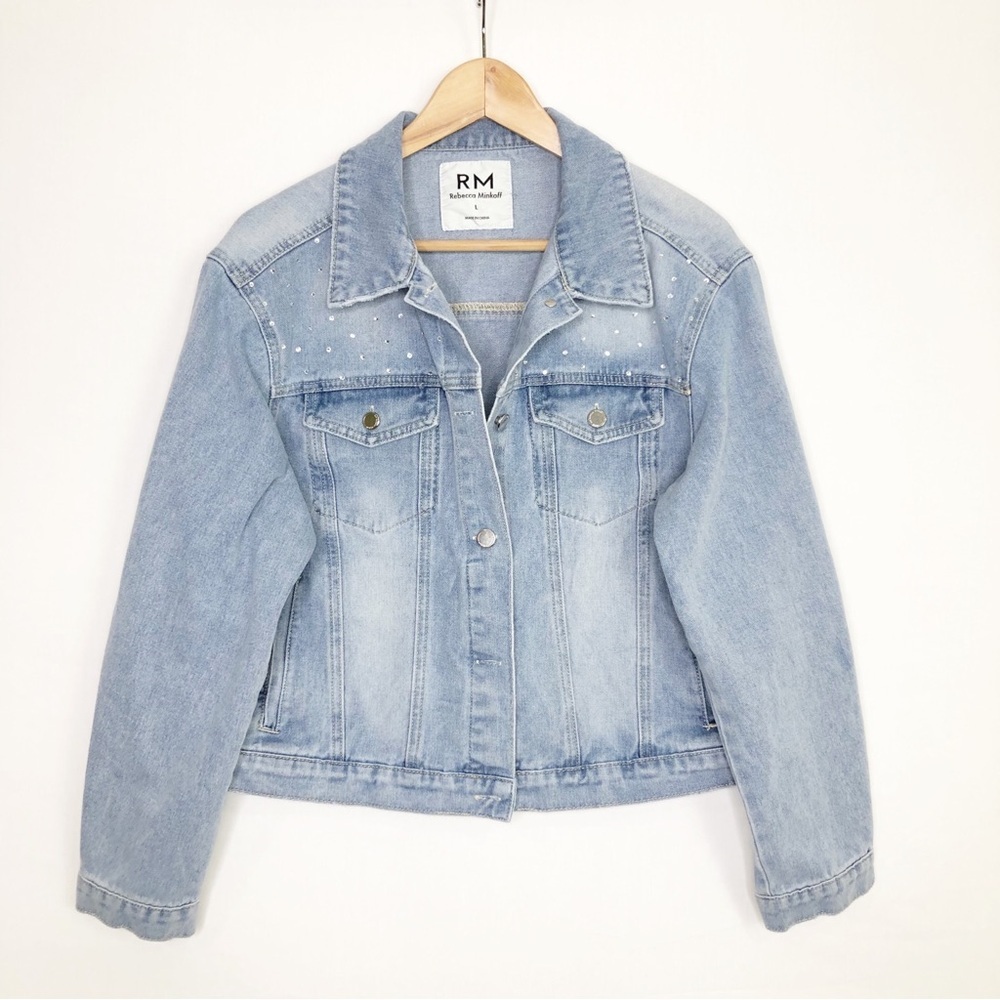 Rebecca Minkoff Light Blue rhinestone Jean Jacket